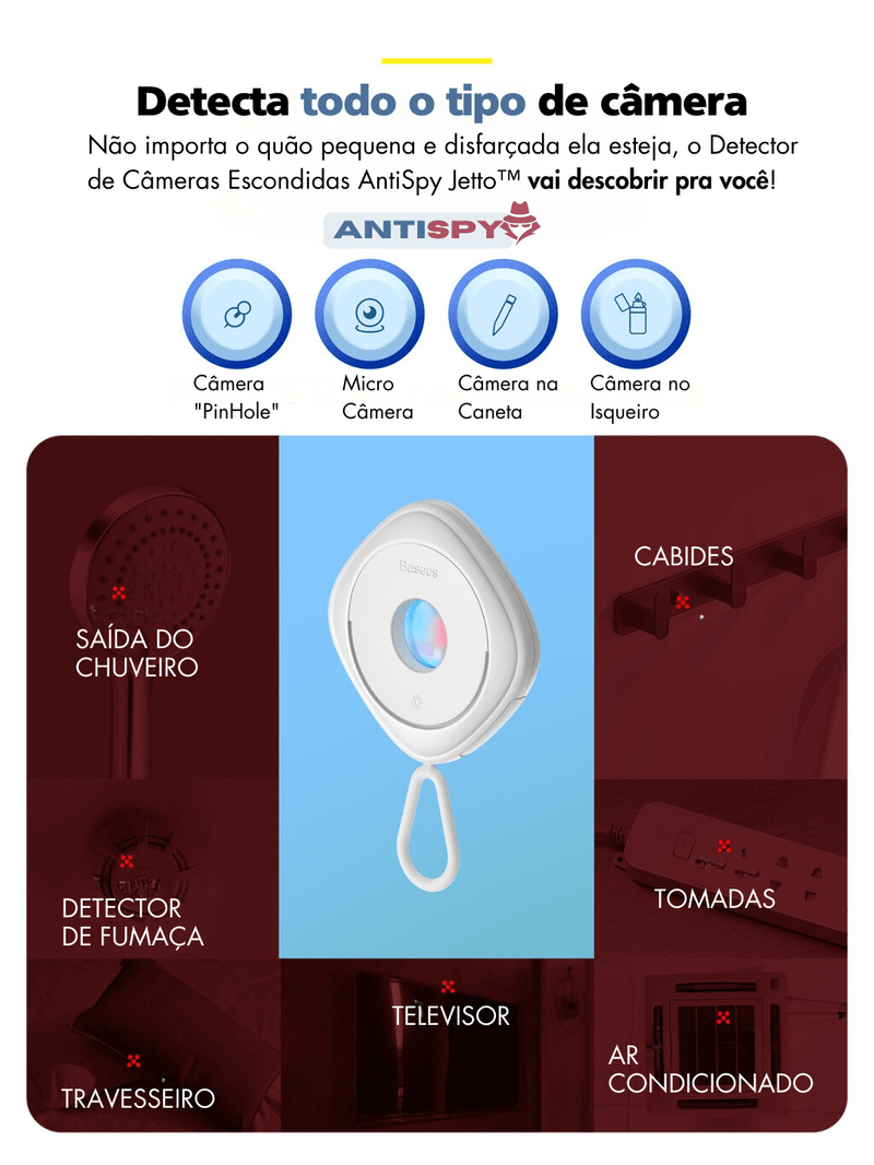 Detector de Câmeras Escondidas AntiSpy Jetto™ - Versão 2023