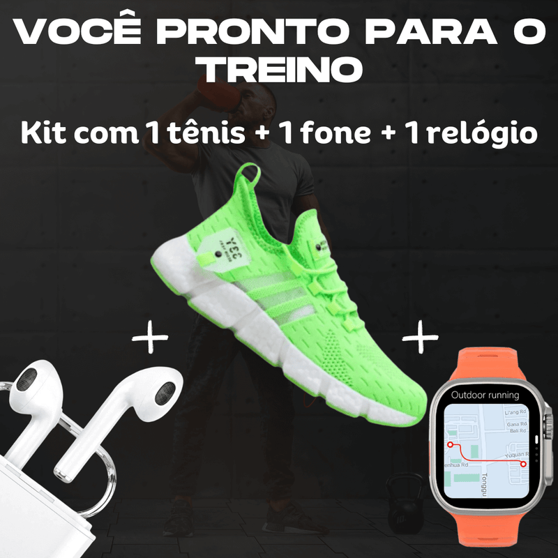 Kit com Tênis Pro + SmartWatch + Fone Bluetooth | Envio Imediato